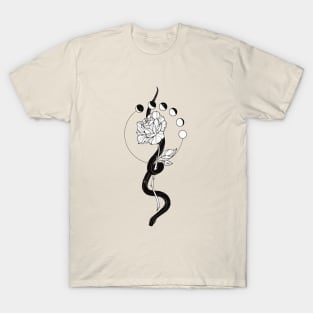 zodiac Snake celestial Rose moon T-Shirt